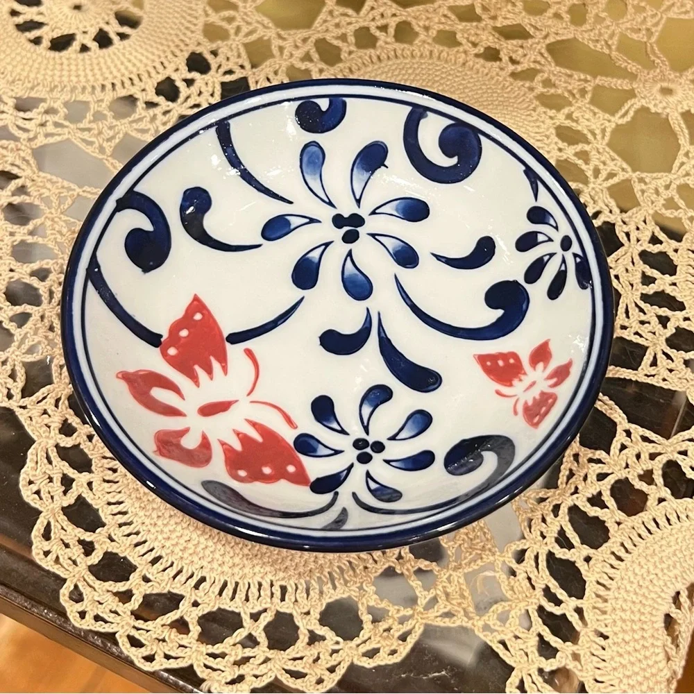 Pier 1 Red and Blue Ceramic Plate